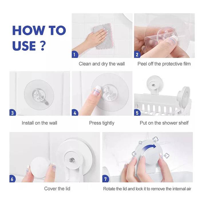 Bathlux Corner Bathroom Shelf, With Suction Cups - White