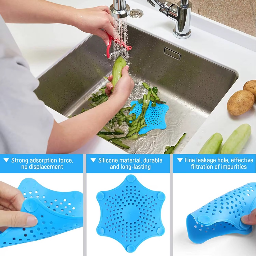 Bathlux 3Pcs Silicone Bathroom Drain Strainer Assorted Colour