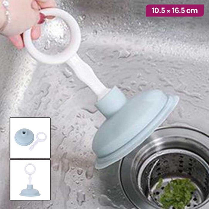 Powerful Suction Toilet Plunger - White & Blue