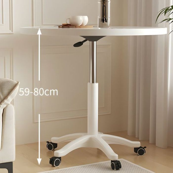 Round Table MDF Marble Surface with Metal Base - Black & White