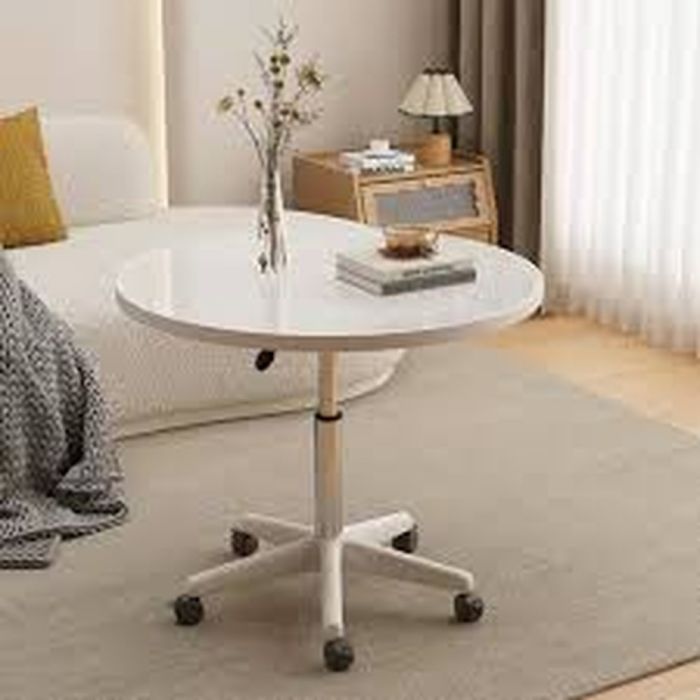 Round Table MDF Marble Surface with Metal Base - Black & White