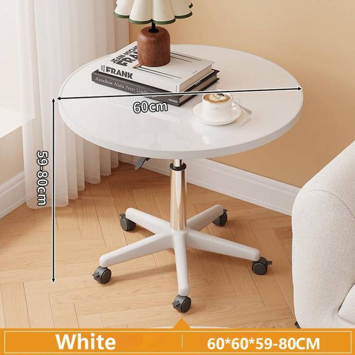 Round Table MDF Marble Surface with Metal Base - Black & White