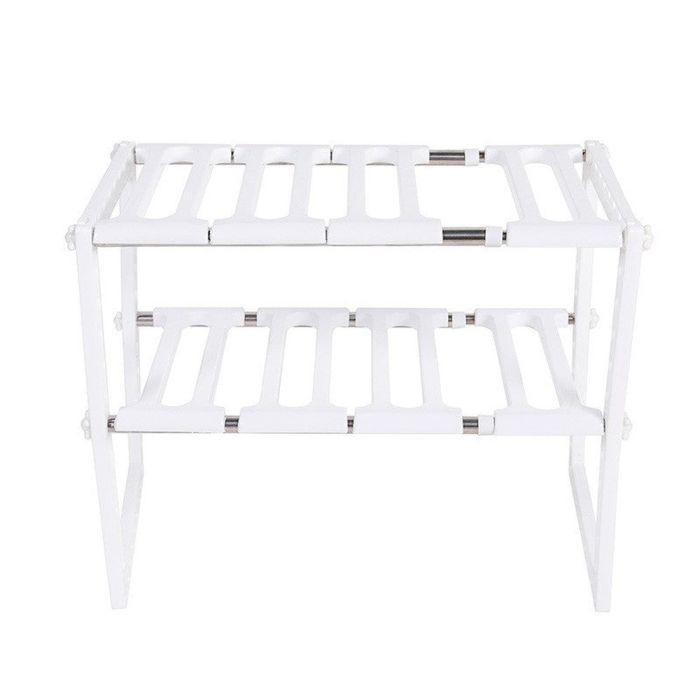 Under Sink Rack Stainless Steel Expandable Organizer - White