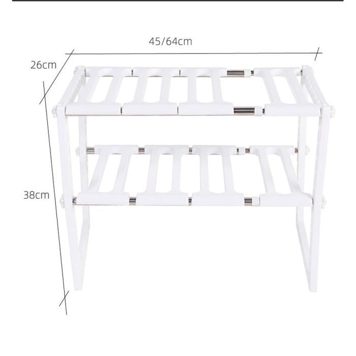 Under Sink Rack Stainless Steel Expandable Organizer - White