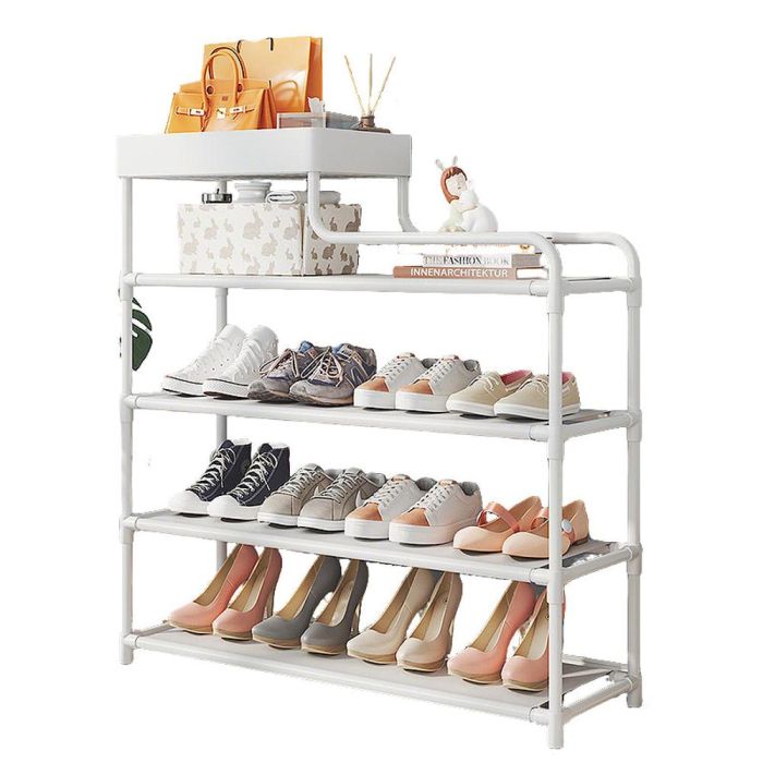 Shoes Storage Rack Metal 5-Tier - White