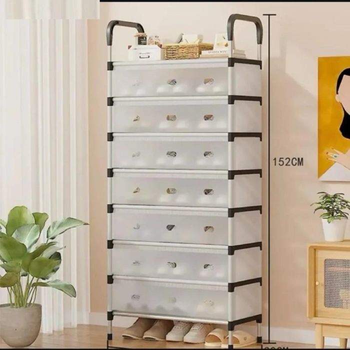 Steel Shoe Rack with Cover - 6 Tier