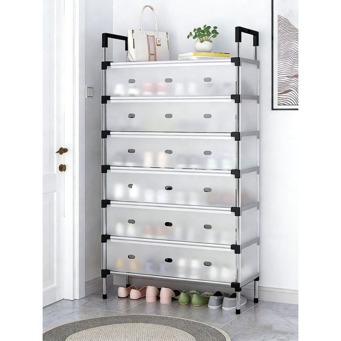 Steel Shoe Rack with Cover - 6 Tier