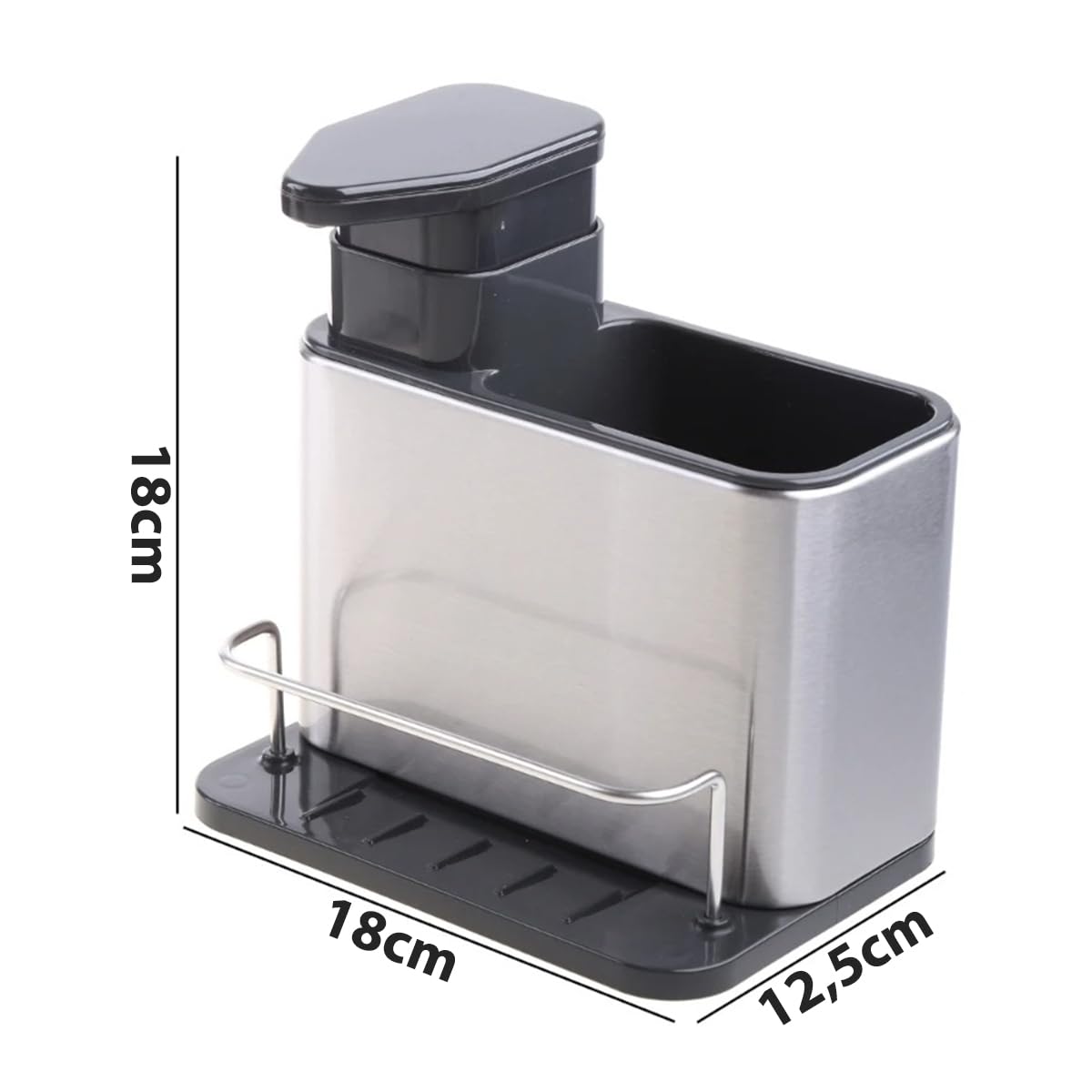 Steel Soap Dispenser Kitchen Sink Organizer - Steel