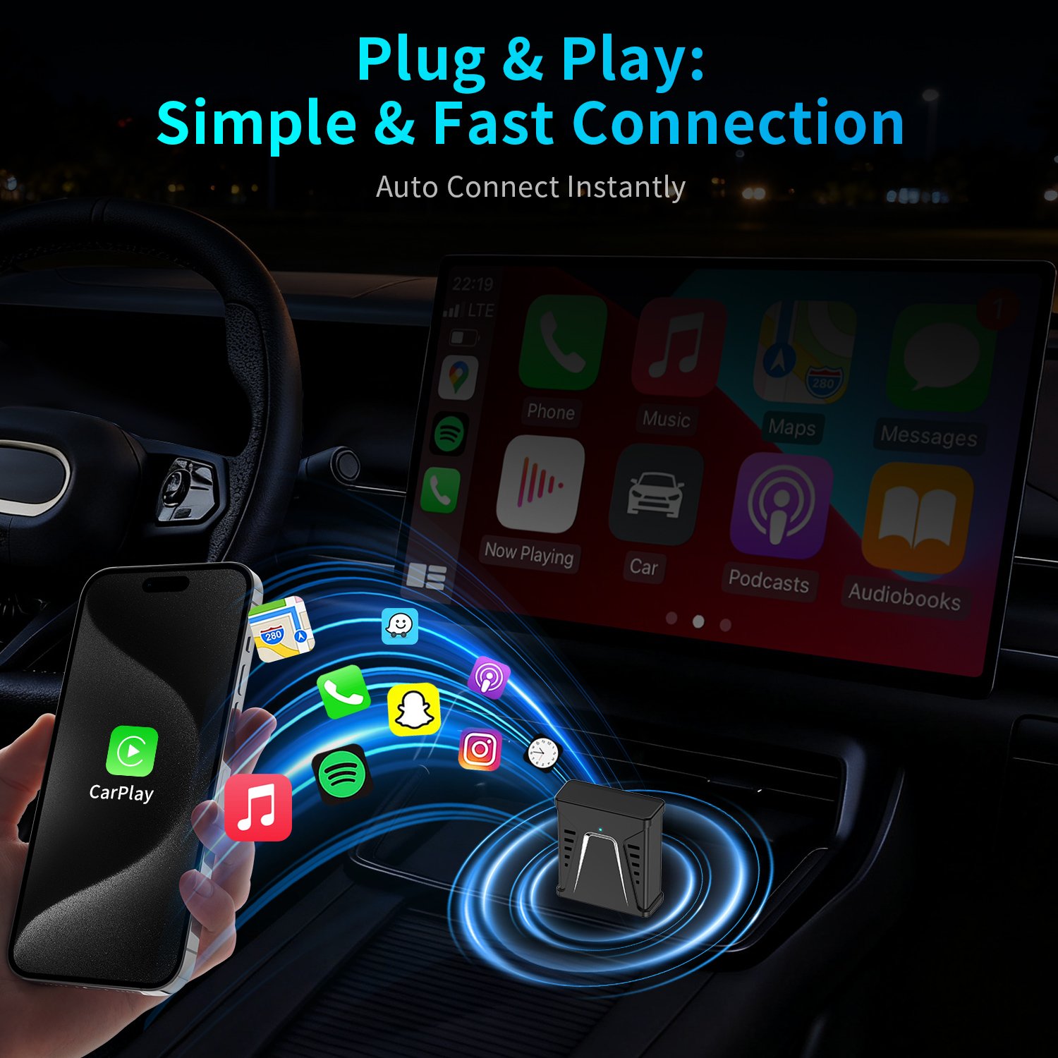 CarPlay 2 in 1 Wired To Wireless - Black