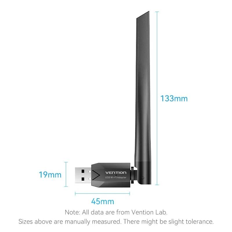 Vention AC650 USB Wi-Fi Dual Band Network Adapter - Black