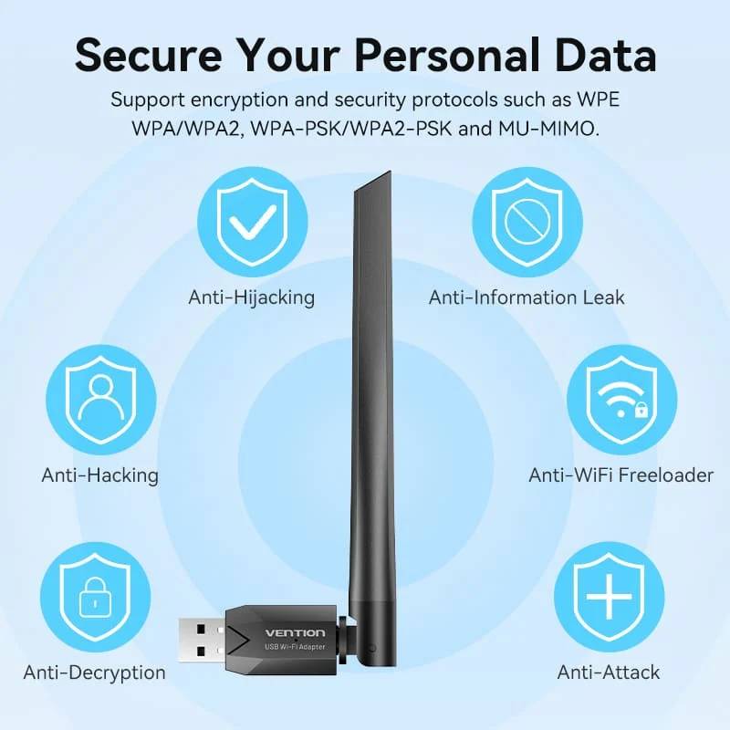 Vention AC650 USB Wi-Fi Dual Band Network Adapter - Black