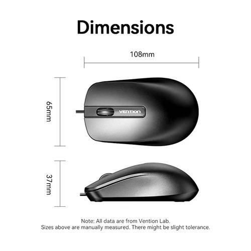Vention 3-Button USB Wired Computer Mouse 1.5M - Black