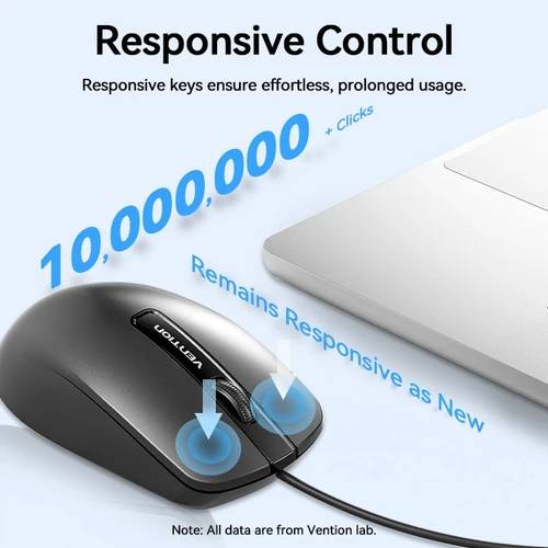 Vention 3-Button USB Wired Computer Mouse 1.5M - Black