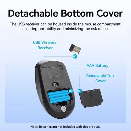 Vention 3-Button Wireless Computer Mouse with USB Receiver - Black