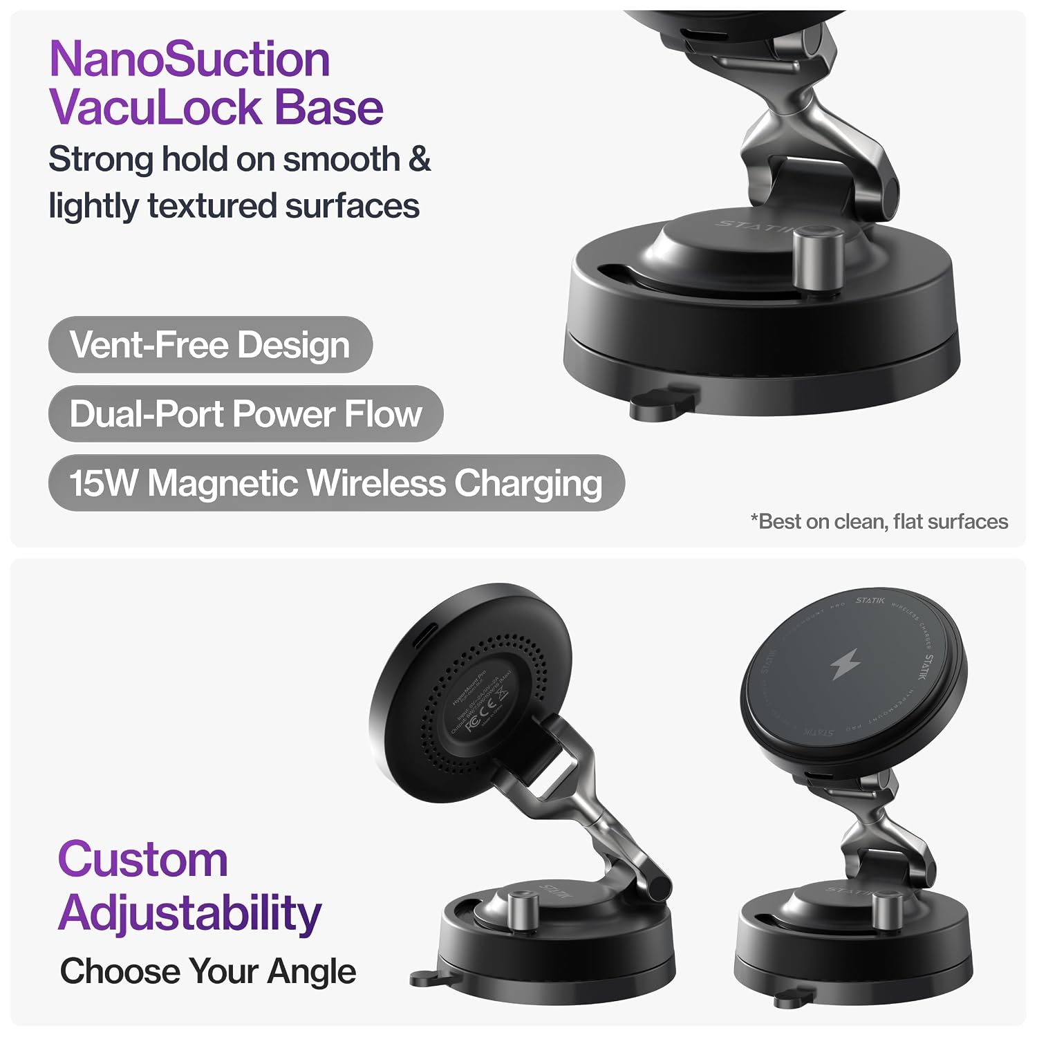 Statik HyperMount Pro Vacuum Magnetic NanoSuction Phone Mount - Black