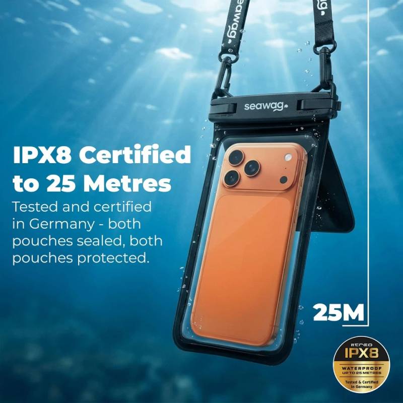 Seawag Smartphone Waterproof Case 6.9" With Additional Pocket - Black