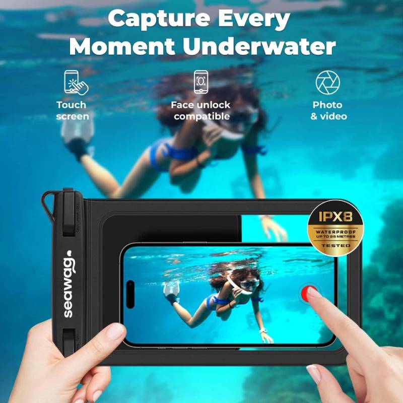 Seawag Smartphone Waterproof Case 6.9" With Additional Pocket - Black