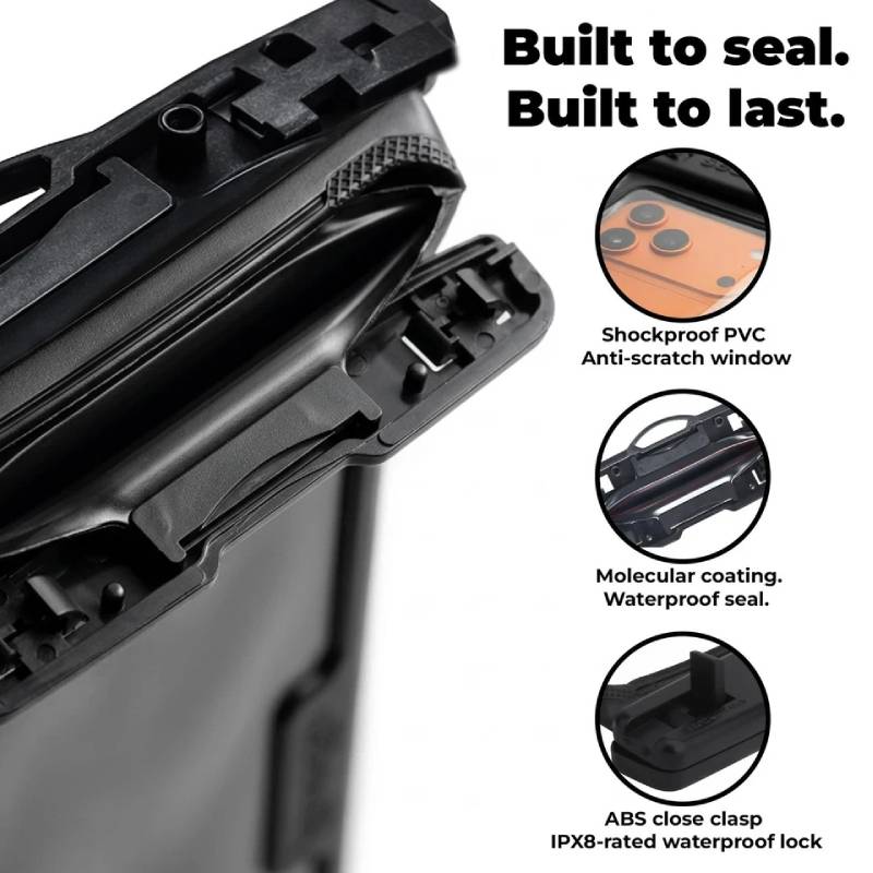 Seawag Smartphone Waterproof Case 6.9" With Additional Pocket - Black