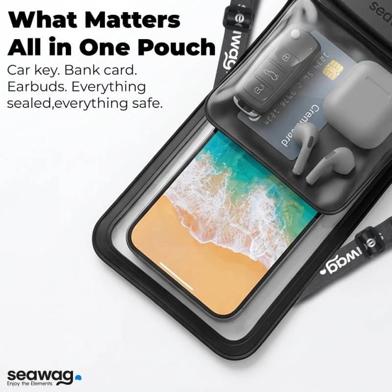 Seawag Smartphone Waterproof Case 6.9" With Additional Pocket - Black