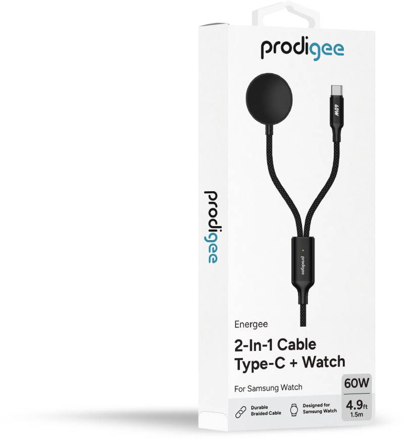 Prodigee Energee 2-in-1 Type-C + Samsung Watch - Black