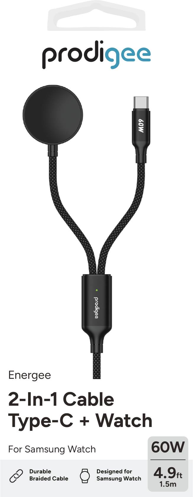 Prodigee Energee 2-in-1 Type-C + Samsung Watch - Black
