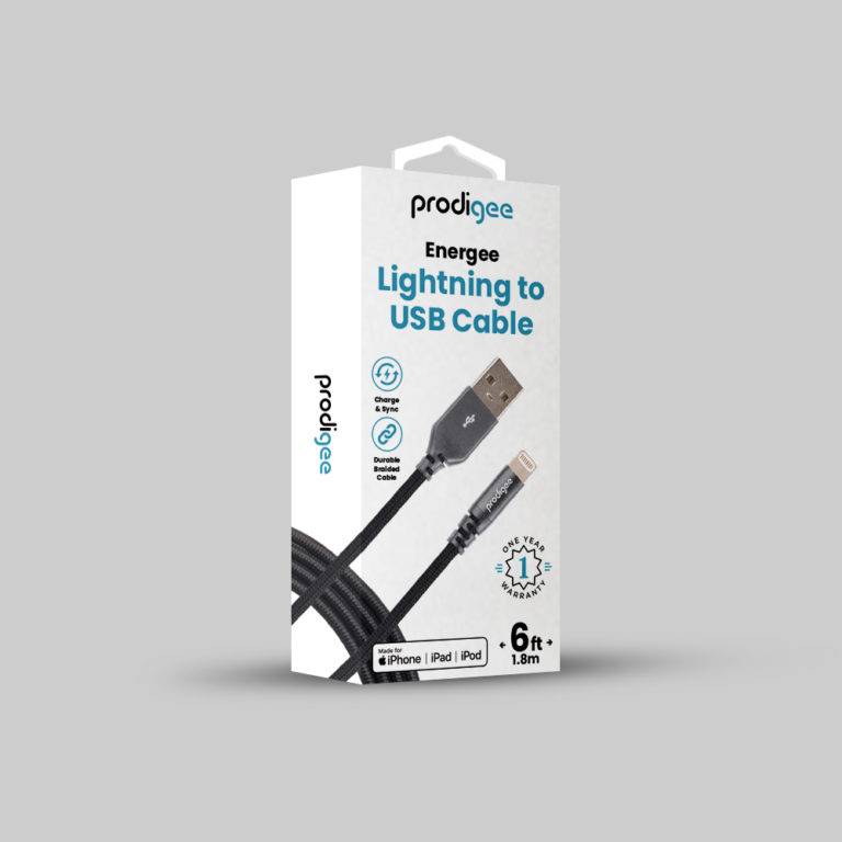 Prodigee Energee 6ft Lightning Cable MFI-Certified - Black