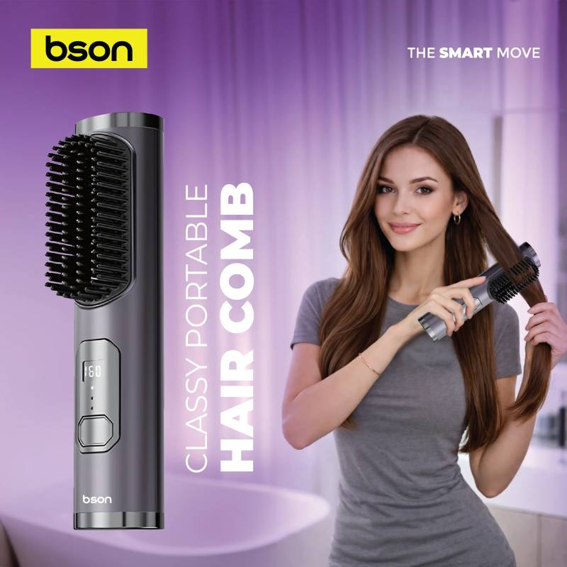 BSON Classy Portable Hair Comb with Digital Display - Black