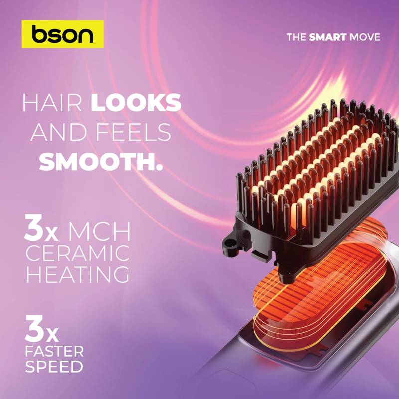 BSON Classy Portable Hair Comb with Digital Display - Black