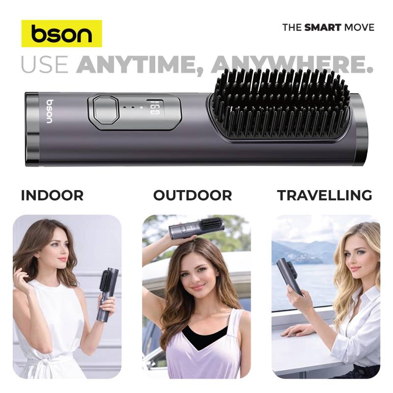 BSON Classy Portable Hair Comb with Digital Display - Black