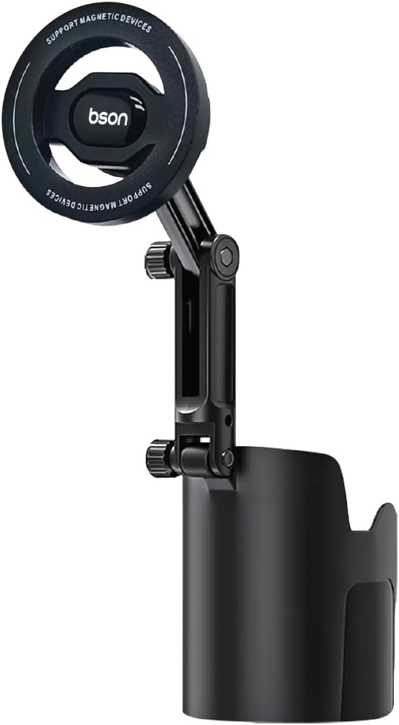 BSON New Cup MagSafe Phone Holder 2-in-1 Adjustable Car Cup Holder Mount - Black
