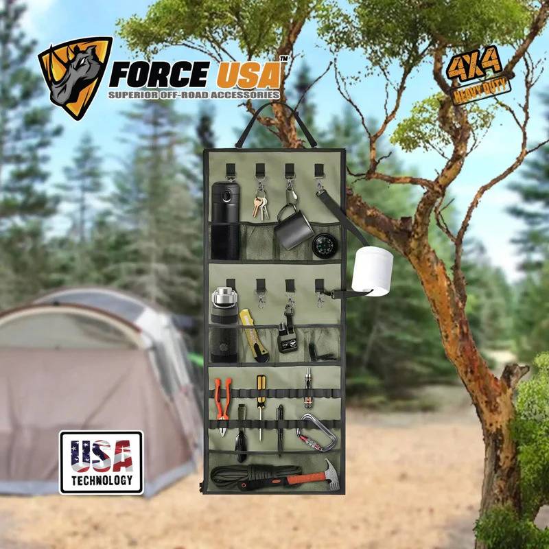 Force USA Hanging Organizer Storage, Wall-Mounted Design - Black & Grey