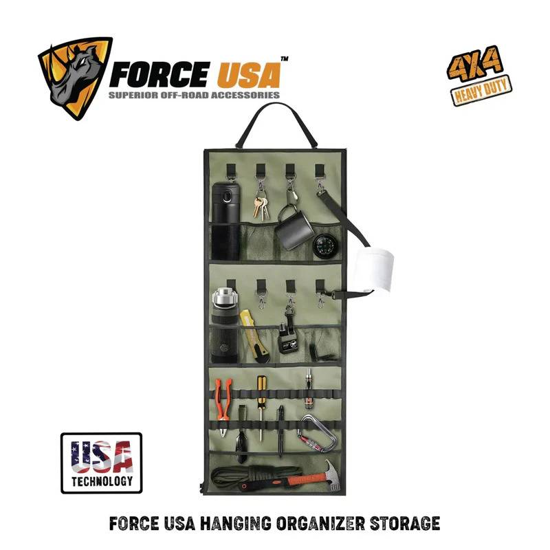 Force USA Hanging Organizer Storage, Wall-Mounted Design - Black & Grey