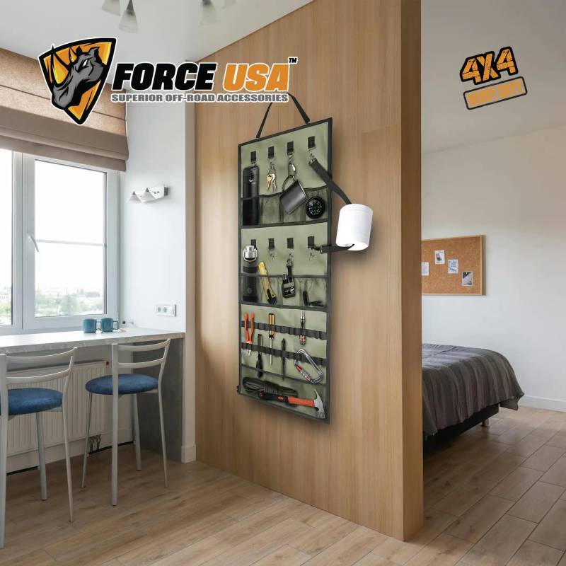 Force USA Hanging Organizer Storage, Wall-Mounted Design - Black & Grey