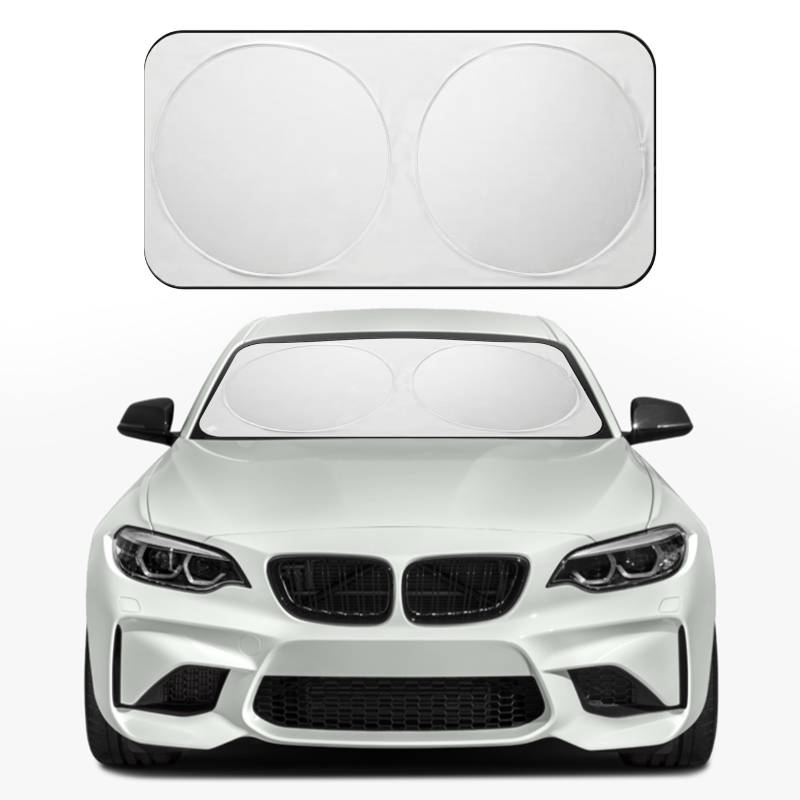 BYSON Sun Shade Round Type 150x70cm, Foldable Car Windshield - Black