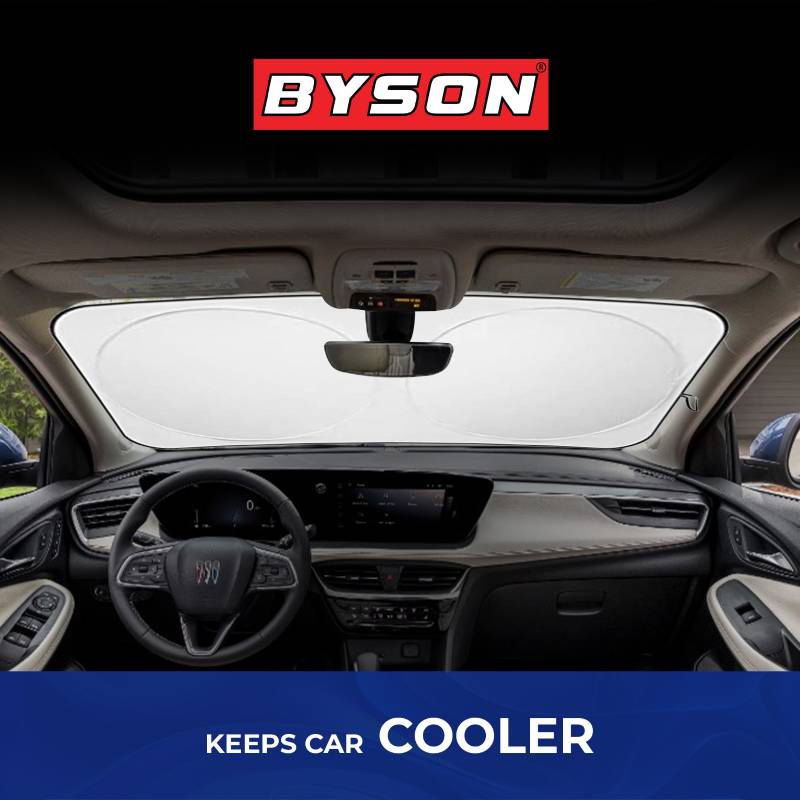 BYSON Sun Shade Round Type 150x70cm, Foldable Car Windshield - Black