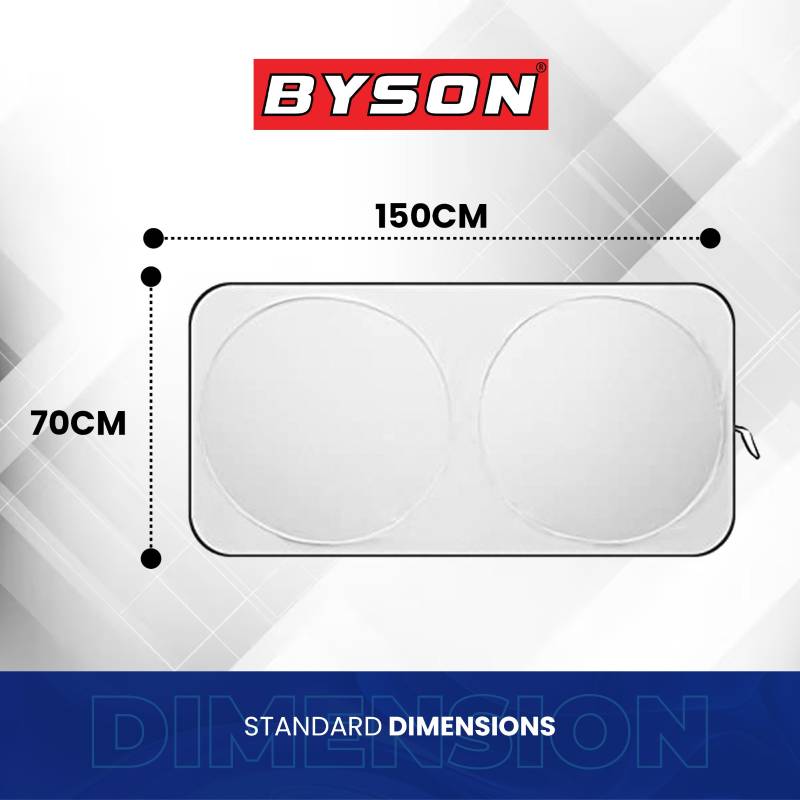 BYSON Sun Shade Round Type 150x70cm, Foldable Car Windshield - Black