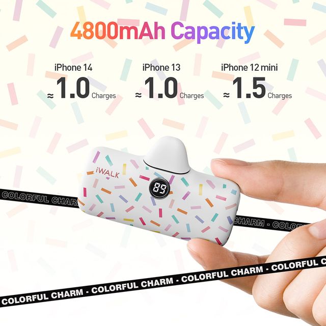 iWalk Linkme Pro Fast Charge 4800 Mah Pocket Battery With Battery Display - White