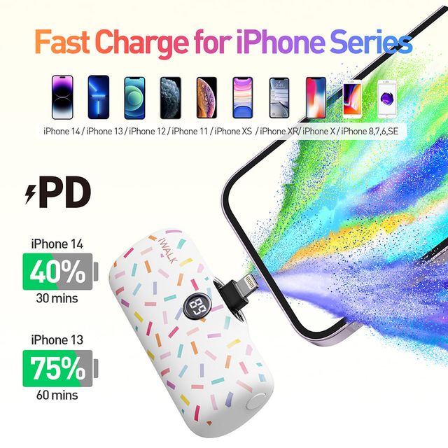 iWalk Linkme Pro Fast Charge 4800 Mah Pocket Battery With Battery Display - White