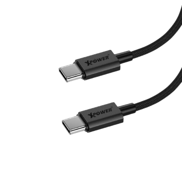 XPower CC60B Aluminium Alloy 60W Type-C ToType-C Sync & Charge Cable, 1.2m - Black