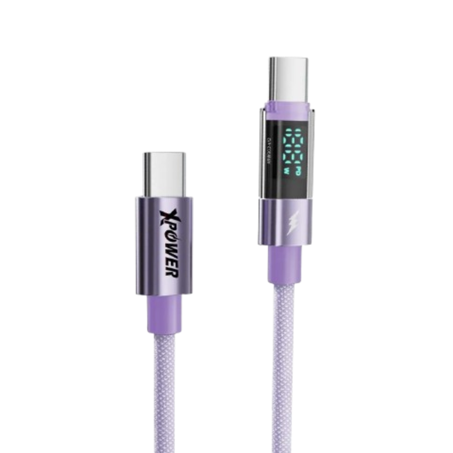 XPower UC100D LED Display 100W USB-C to USB-C Sync & Charge Cable 1M - Purple