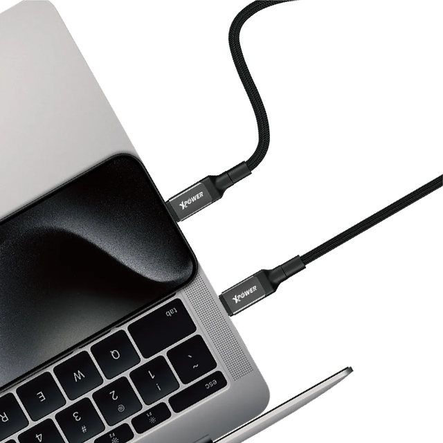 XPower 240W Aluminium Alloy Thunderbolt 5 Type-C to Type-C 1.2M Cable - Grey