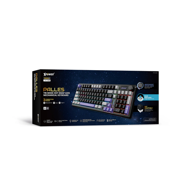 XPower Palles Tri-Mode Hot Swap Axis Mechanical Keyboard - Black