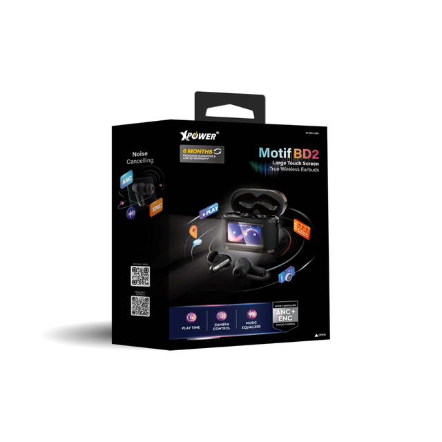 XPower Motif BD2 Twin Noise Canceling Bluetooth True Wireless Earbuds - Black