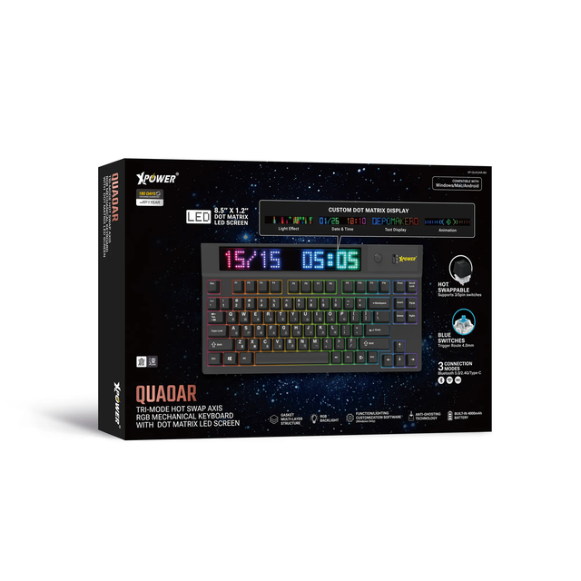 XPower Quaoar Tri-Mode Hot Swap Axis Mechanical Keyboard - Black