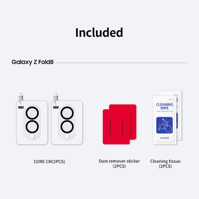Araree Core Camera 2Pcs Camera Protector For Samsung Z Fold 8 - Clear
