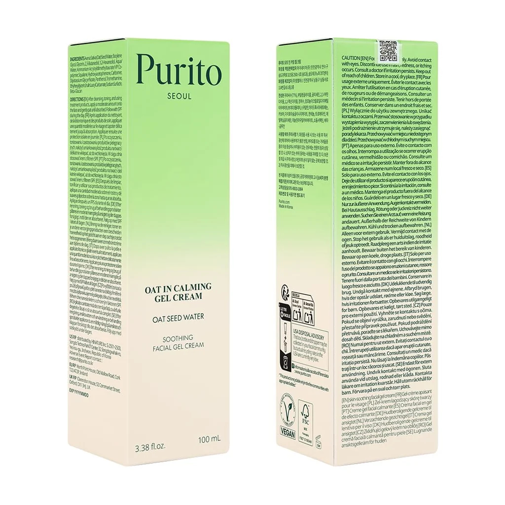 Purito Oat Calming Gel Cream for Sensitive Skin - 100ml
