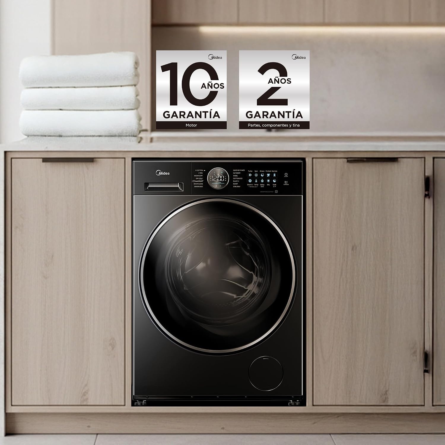 Midea Front Load Washer & Dryer 15KG / 9KG, Titanium - MF210D150WB/T-GCC