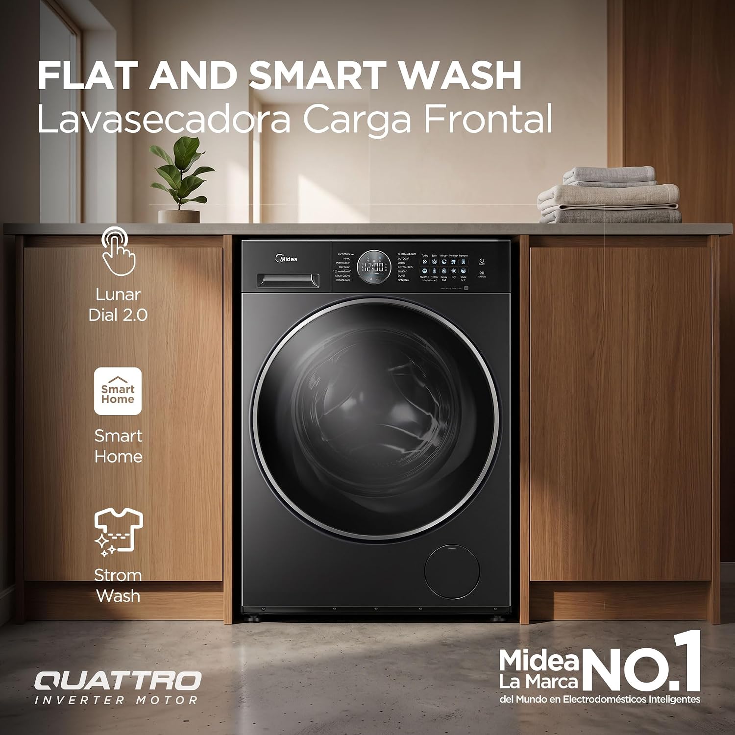 Midea Front Load Washer & Dryer 15KG / 9KG, Titanium - MF210D150WB/T-GCC