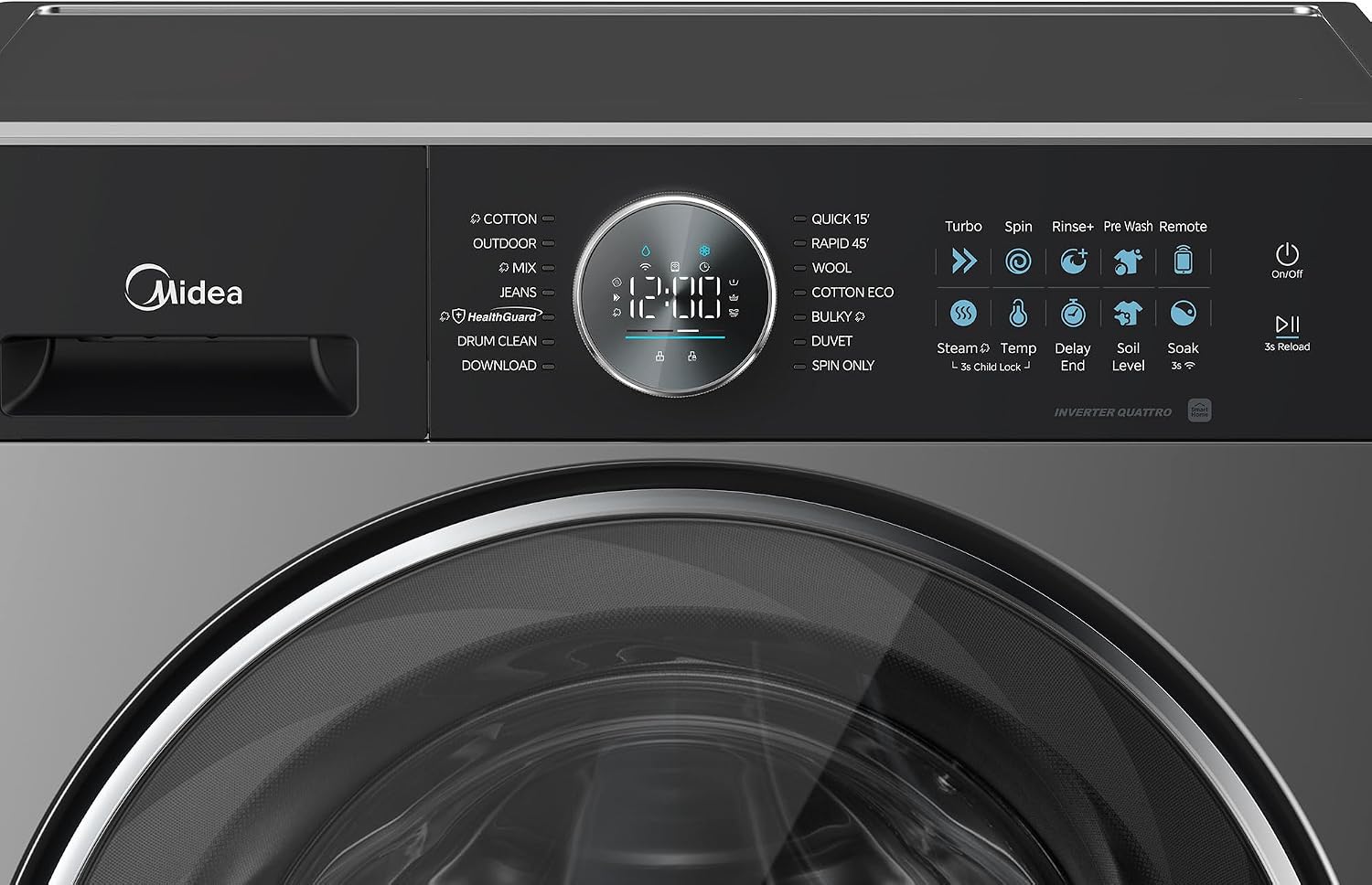Midea Front Load Washer & Dryer 15KG / 9KG, Titanium - MF210D150WB/T-GCC