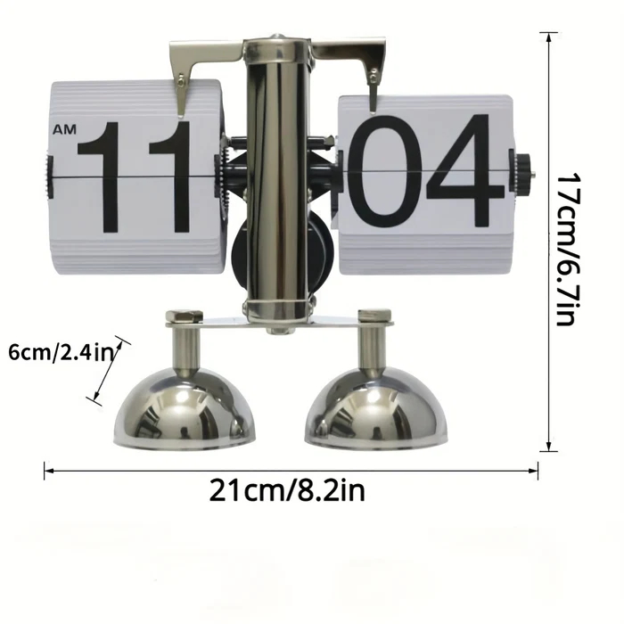 Automatic Page Turning Quartz Movement Clock - Black & Steel